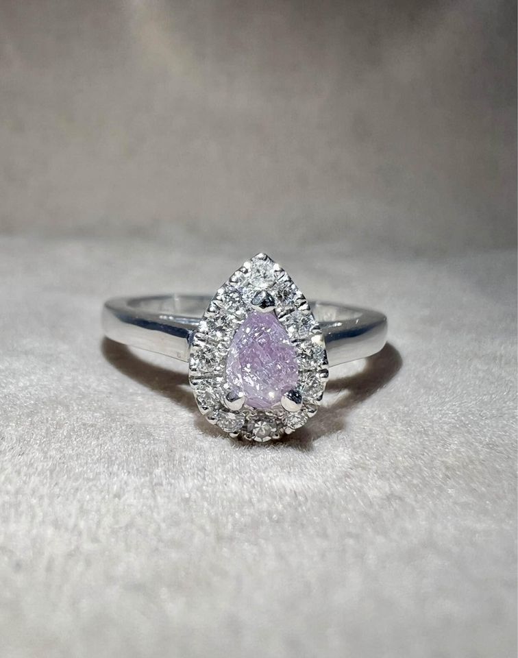 18ct White Gold Natural Pink Diamond 0.40ct Ladies Engagement Ring GIA Atlas Jewellers