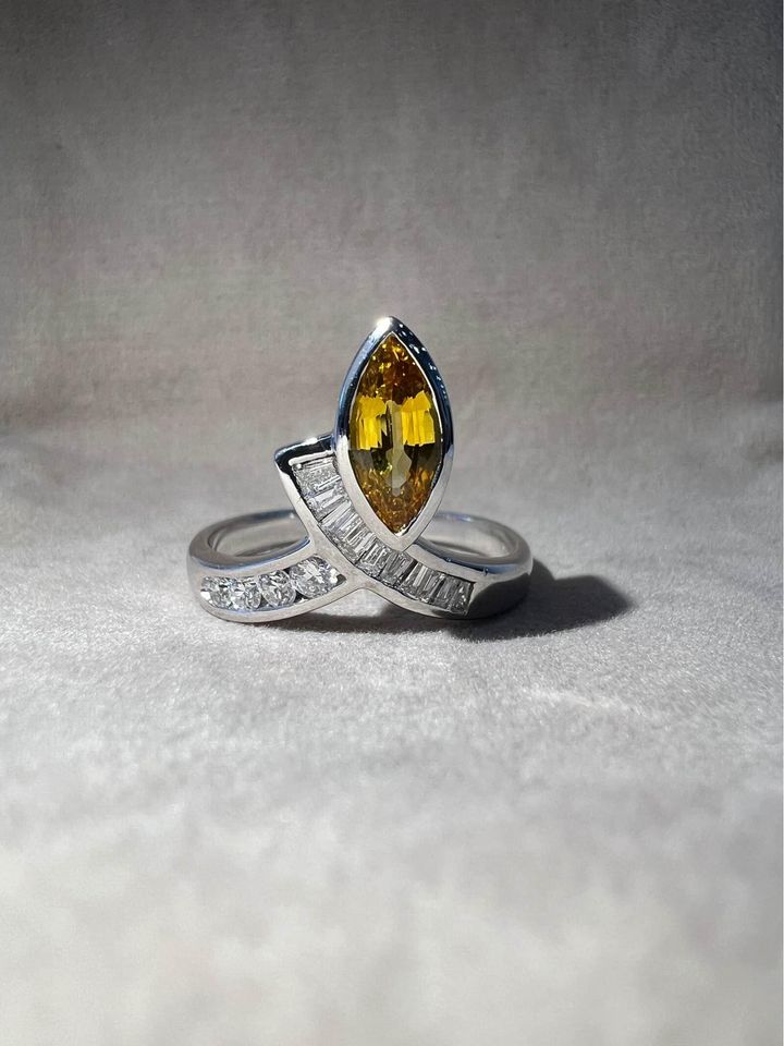 18ct White Gold Citrine & Diamond Dress Ring DR21 – Atlas Jewellers