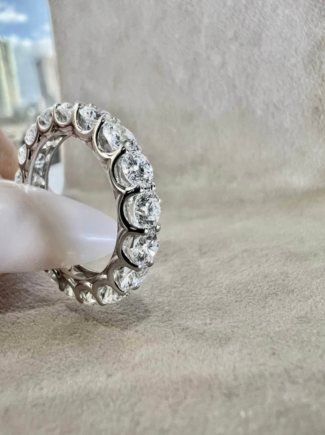 10K White Gold Eternity Wedding Band Lab Grown Diamond TDW