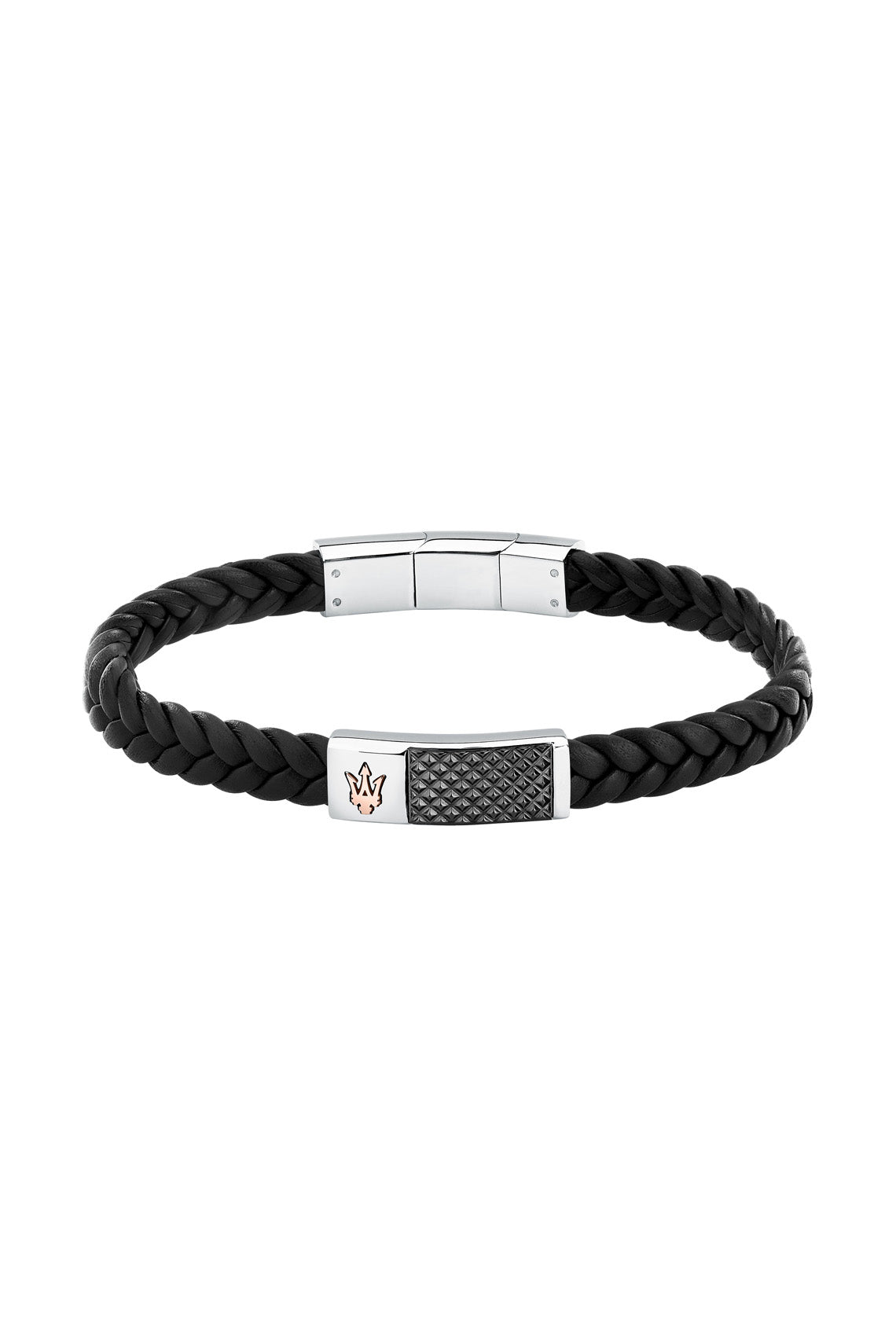Maserati Men's Rose Gold & Gun Metal Leather Bracelet JM424AVE26