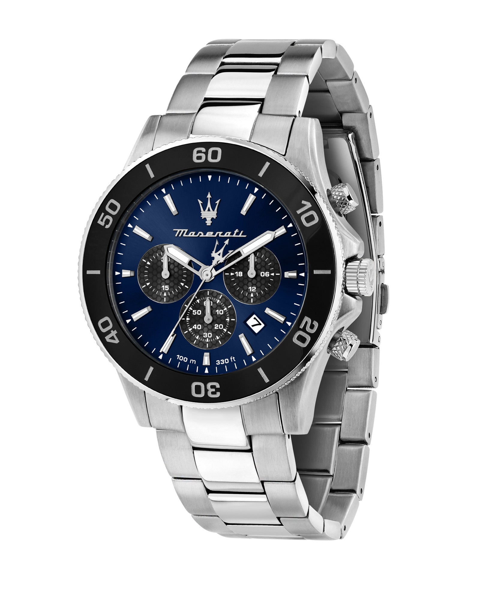 Maserati Competizione Chronograph Blue Dial Silver Steel Strap Watch For Men - R8873600009