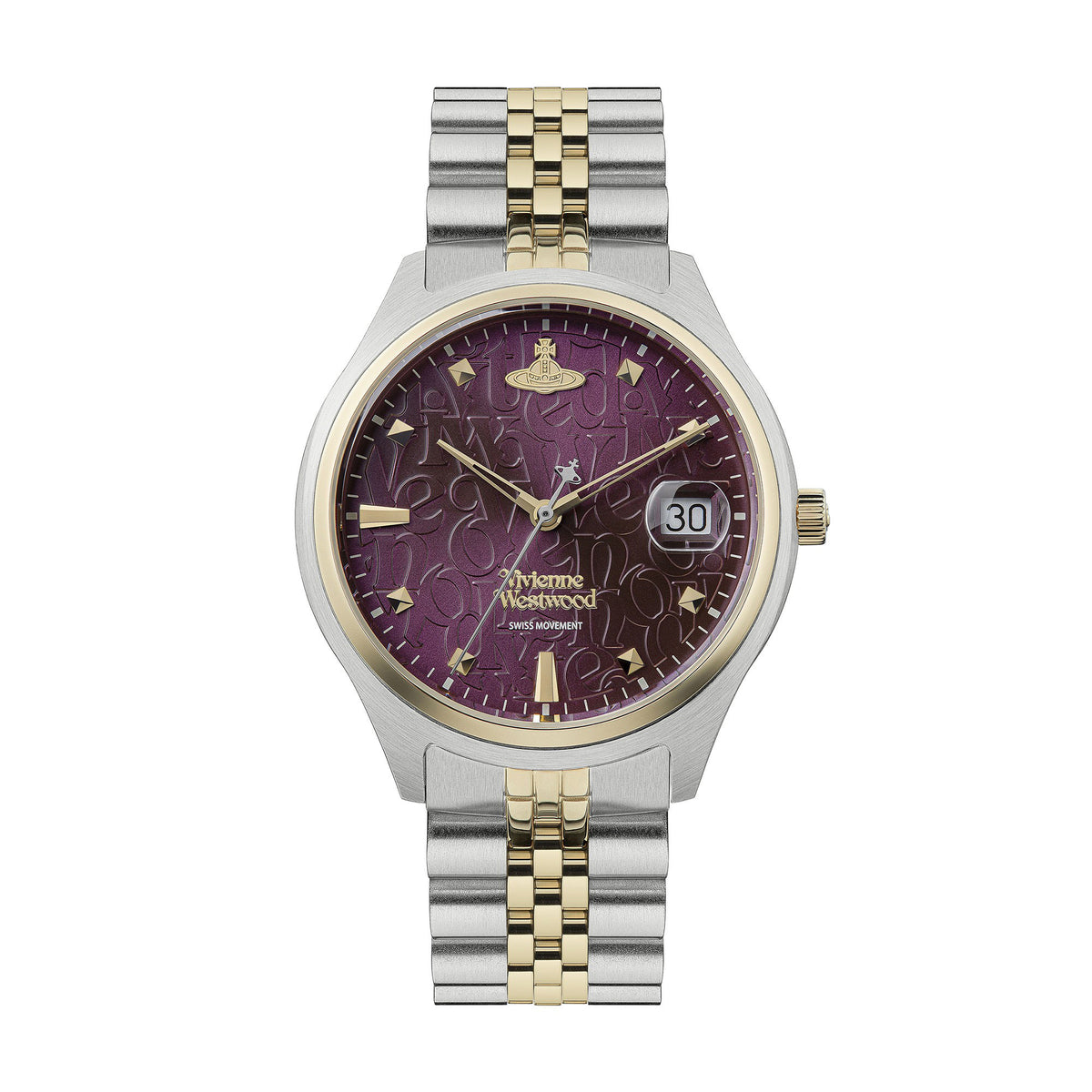 Vivienne Westwood Silver Watch with Purple Sunburst Dial Vivienne Westwood Camberwell Purple 37mm Two Tone Watch  main image 4